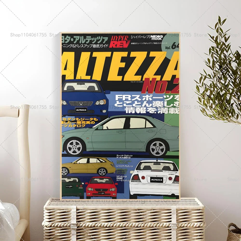 Retro JDM Car Wall Poster – Self-Adhesive Waterproof Sticker