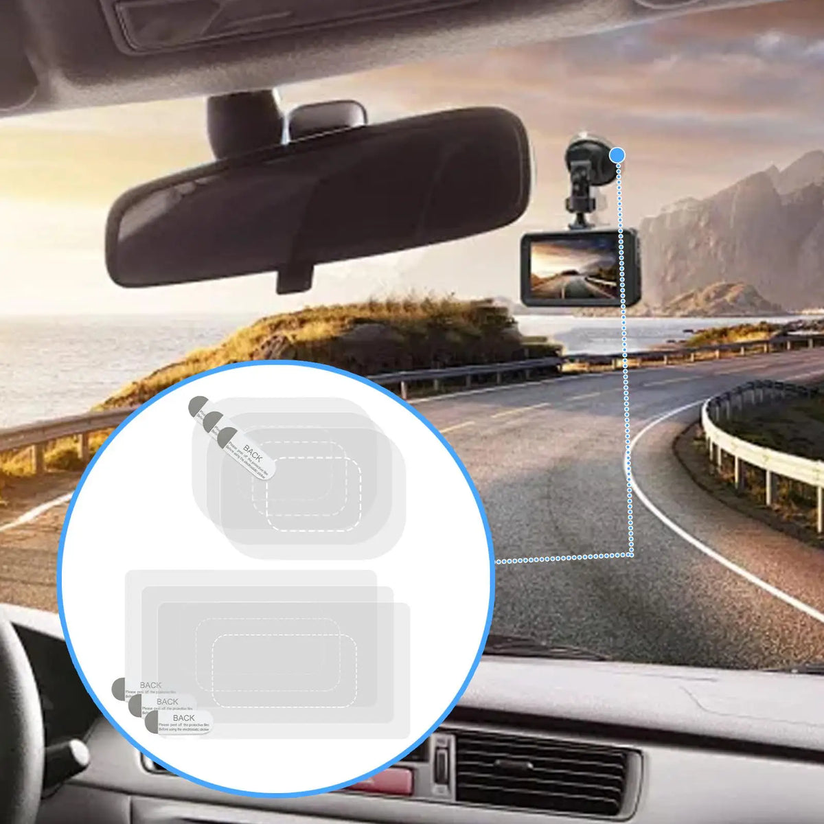 6-Pack Dash Cam Windshield Electrostatic Sticker Film – PET