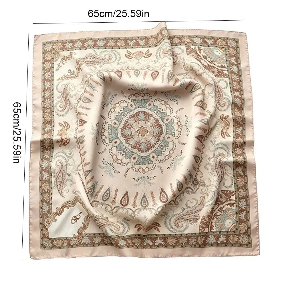 Geometric Print Square Scarf – Hair Wrap & Headband for Women