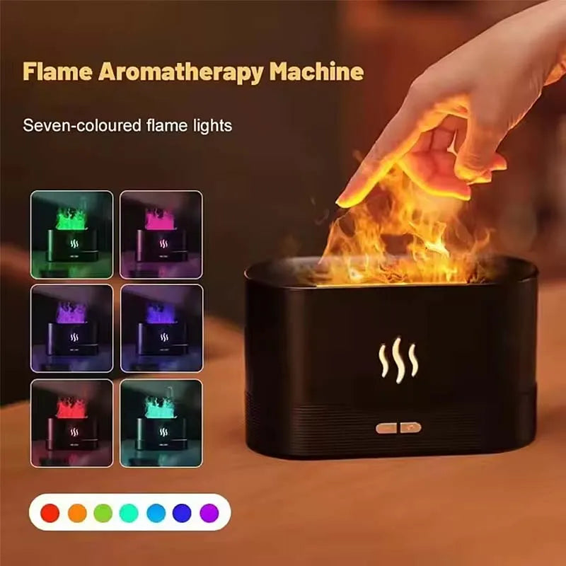 LED Flame Effect Ultrasonic Essential Oil Diffuser & Humidifier