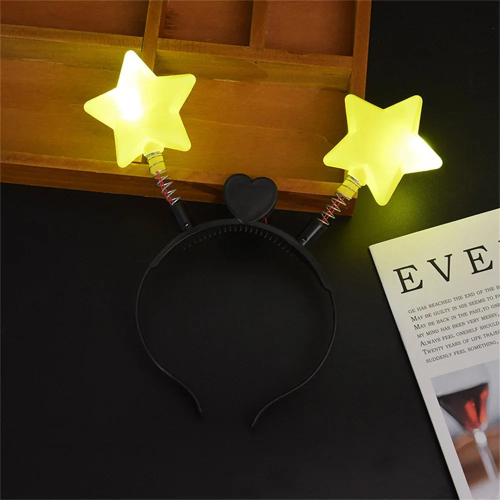 LED Shinning Bouncing Star Shape Headband Year Birthday Party Hair