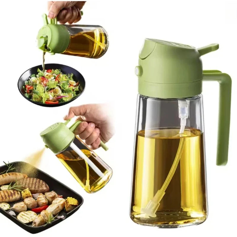 2in1 Olive Oil Dispenser Bottle Pourer Plastic Sprayer Cooking Spray