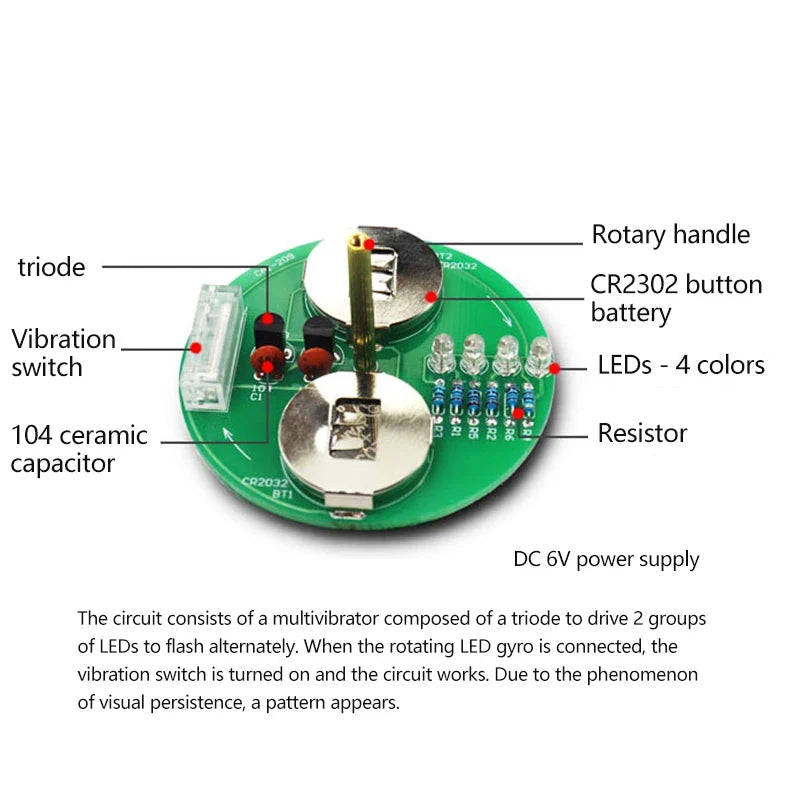 LED Gyro DIY Electronic Kit – Desktop Rotating Light Soldering