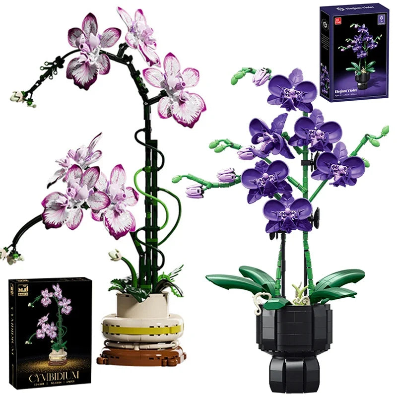 FINGERROCK Orchid Building Blocks DIY Floral Brick Set | Gift