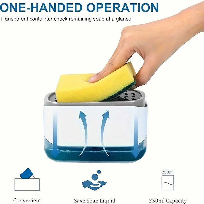 2-in-1 Kitchen Soap Dispenser & Sponge Holder | Large Capacity