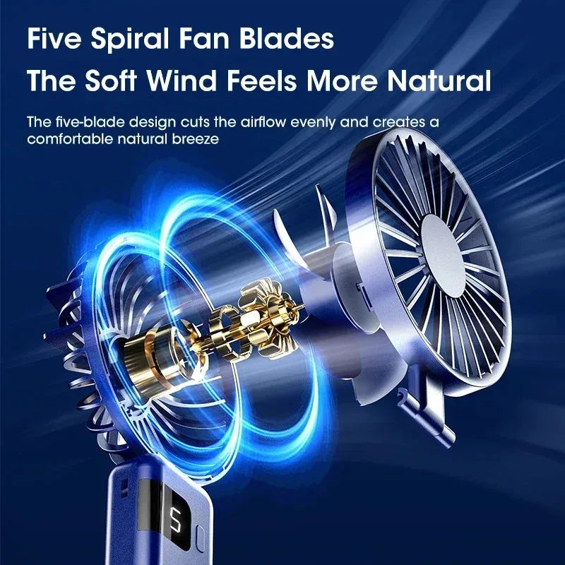 Portable USB Rechargeable Mini Handheld Fan – 5 Speed