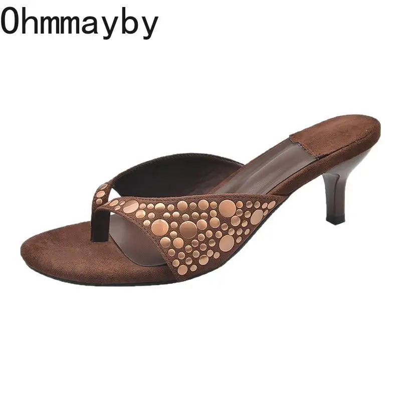 Vintage Clip Toe Women's Low Heel Slide Slippers | Summer Party