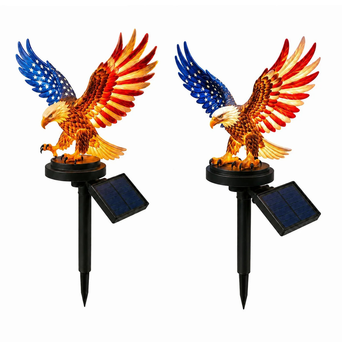 Solar Powered LED Garden Eagle Lamp Patriotic Memorial Day Light