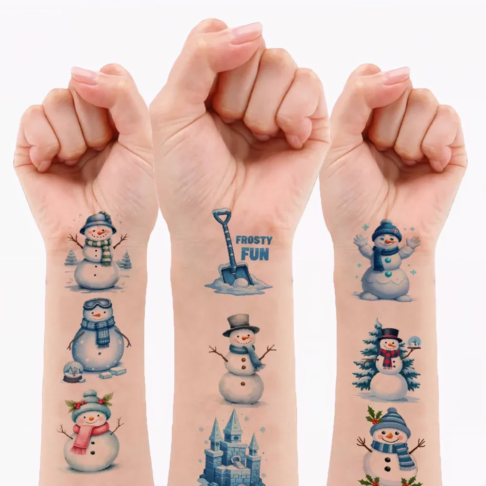 54pcs Winter Temporary Tattoo Stickers – Waterproof 3D Body Art