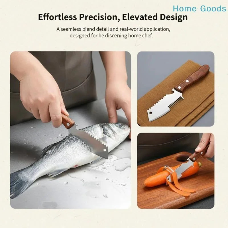2-in-1 Serrated Vegetable Peeler & Bottle Opener | Wooden Handle