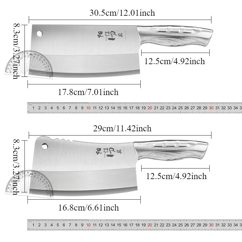 PLYS 2-Piece Meat Cleaver & Slicer Stainless Steel Knife Set