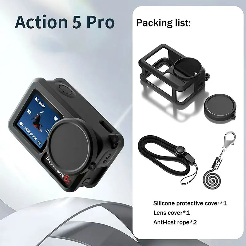 DJI Action 5 Pro/4/3 Accessories Kit – Case, Strap & More