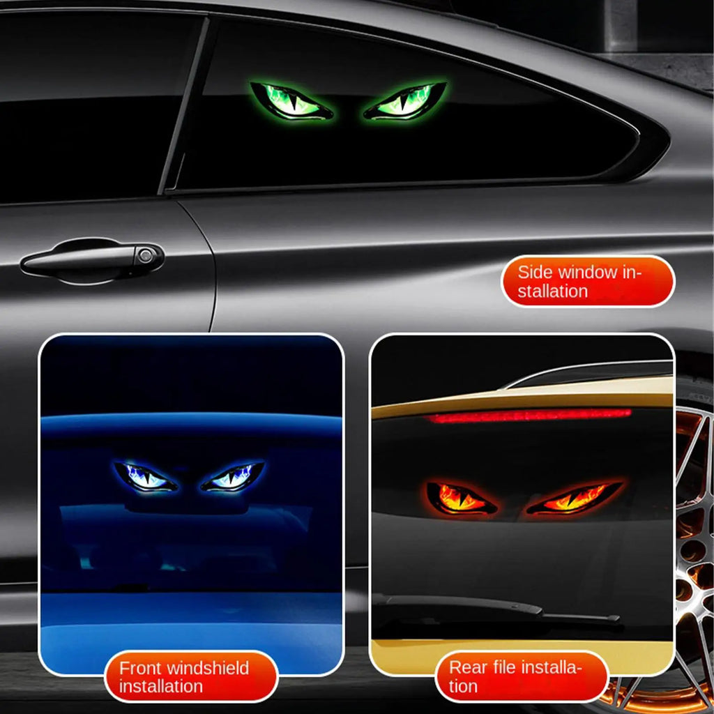 Solar LED Devil Eyes Car Warning Light | Suction Cup Mount
