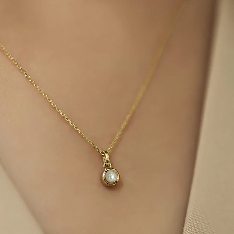 Huitan Gold Simulated Pearl Pendant Necklace – Bridal Wedding