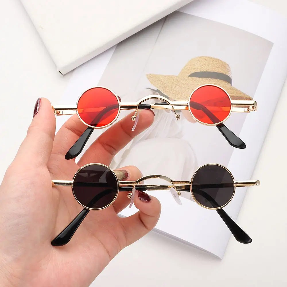 Small Round Sunglasses UV400 Metal Frame – Unisex Hip Hop Shades