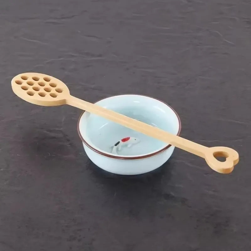 Wooden Honey Dipper Spoon – Eco-Friendly Heart Pattern