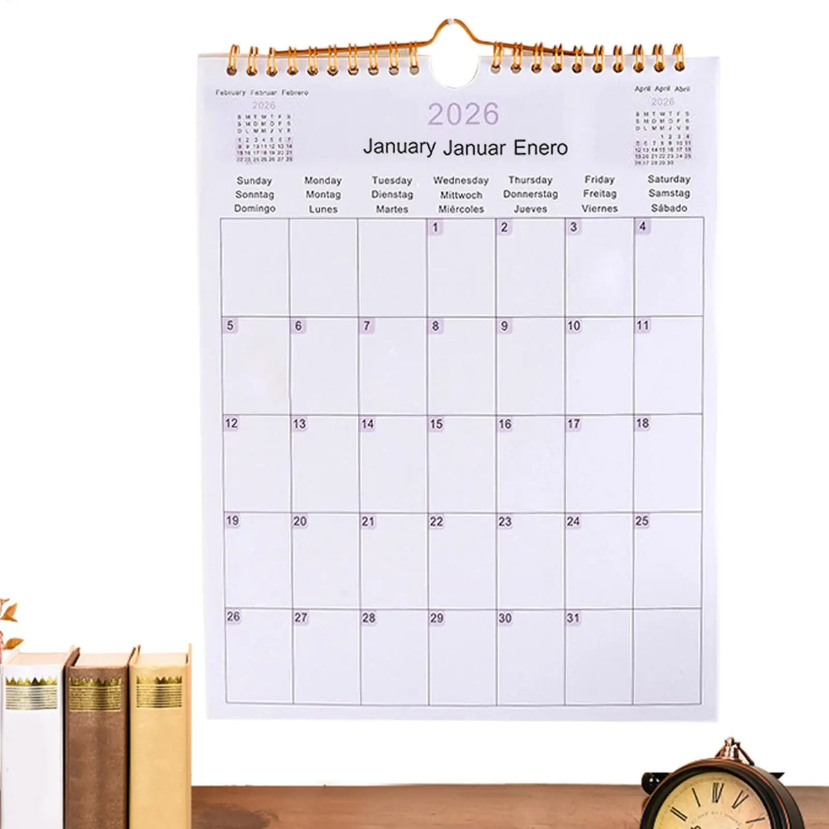 Wall Calendar 2026 12 Month Multilingual Coil Modern Decorative