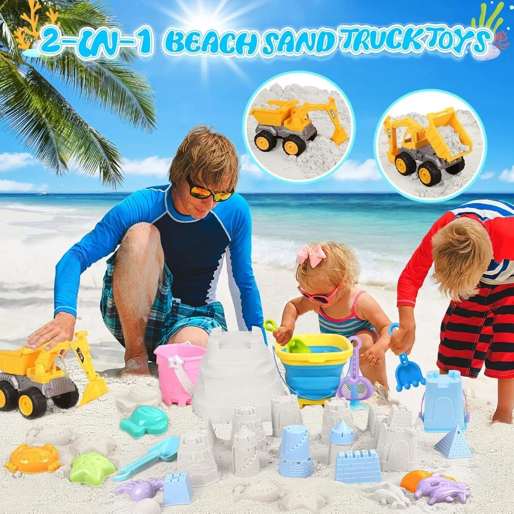 21-Piece Beach Sand Toys Set for Toddlers | Excavator & Castle Molds