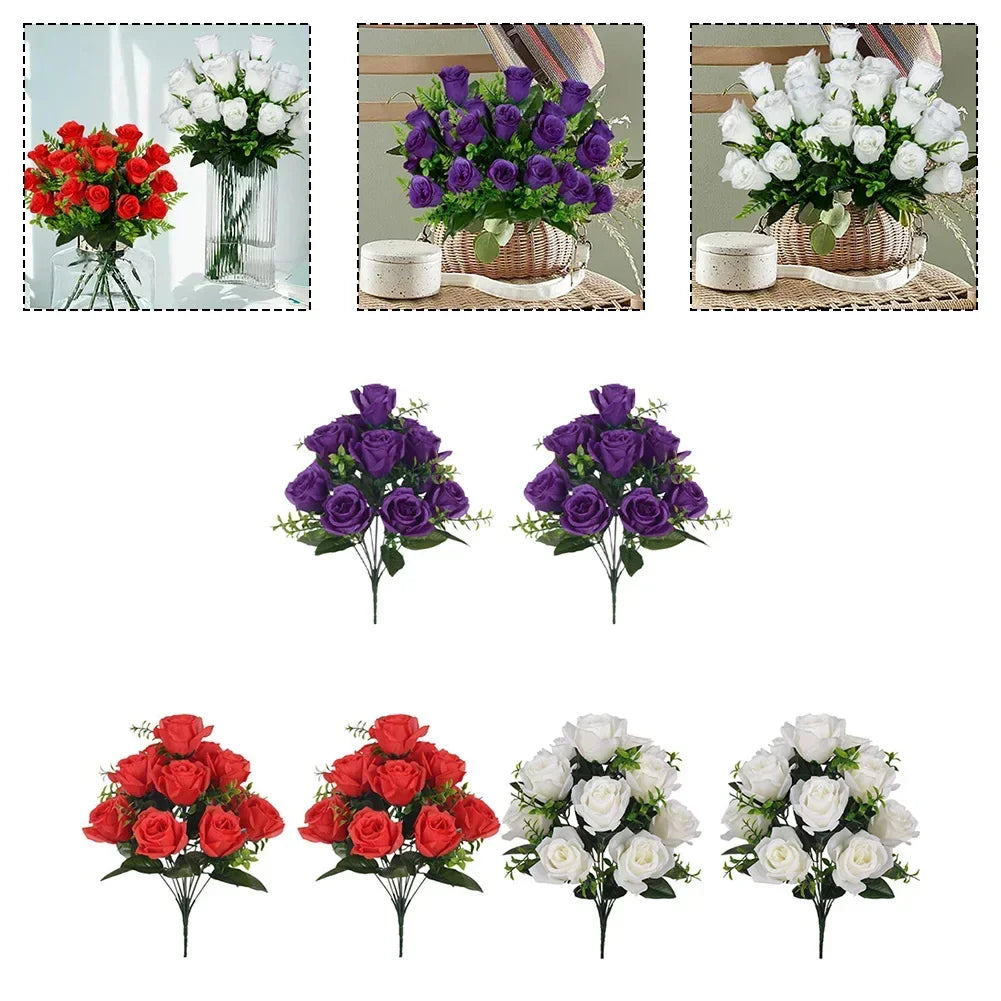 2Pcs 42cm Silk Artificial Rose Bouquet – Wedding & Home Decor