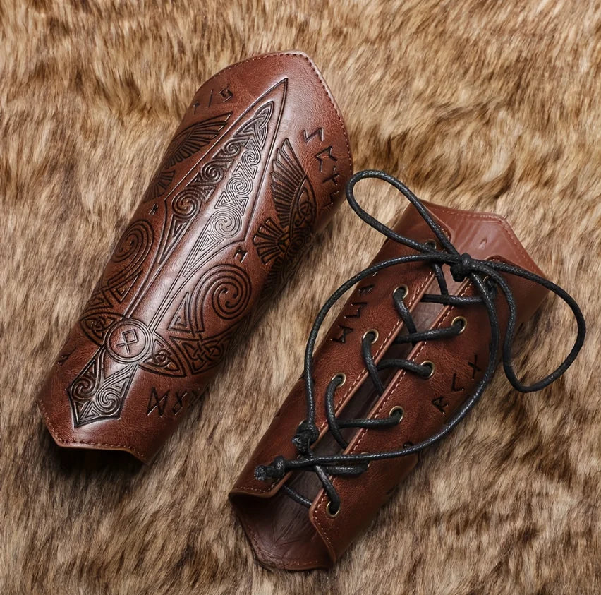 Medieval Men Cosplay Arm Warmers Lace-up Vintage Pirate Knight