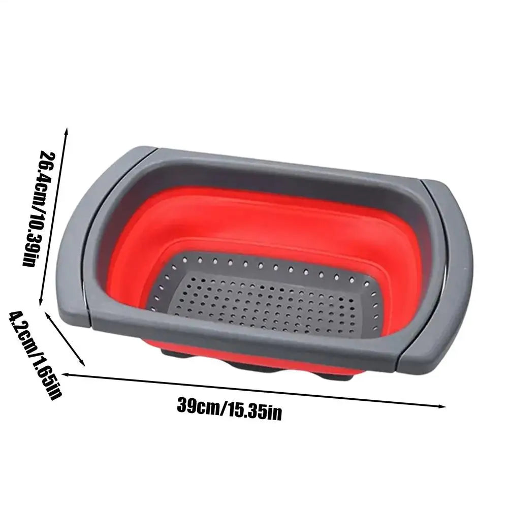 Foldable Over-Sink Colander Basket with Extendable Handles