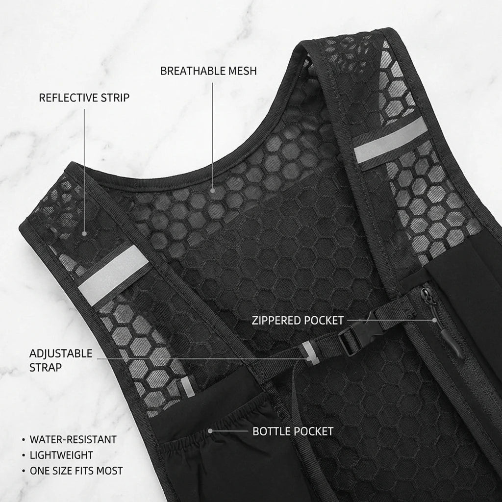 Lightweight Running Vest | Reflective Hydration Pack & Phone Holder