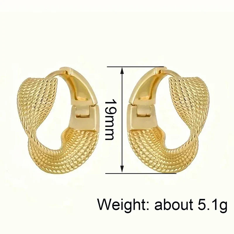 Huitan Twisted Hoop Earrings – Geometric Fashion Jewelry Women