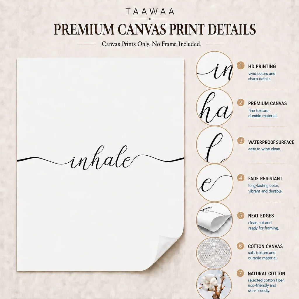 Inhale Inspirational Canvas Wall Art | Minimalist Yoga Decor