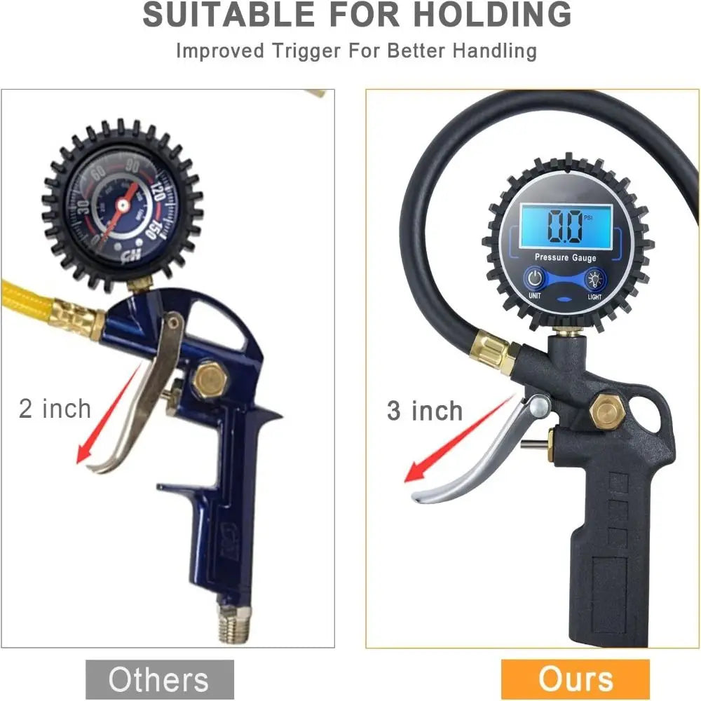 Digital Tire Pressure Gauge 250 PSI 0 1 Resolution Heavy Duty Air