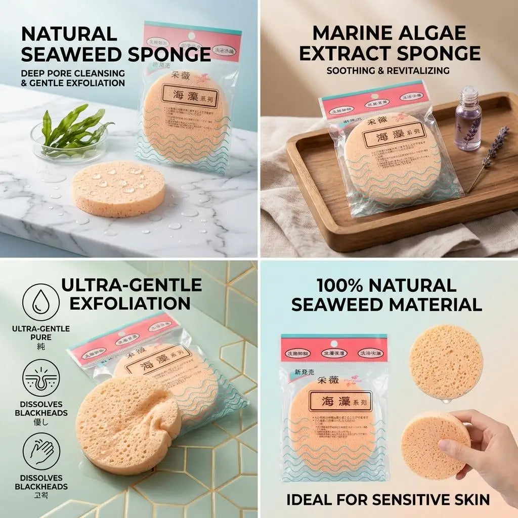 Seaweed Cellulose Facial Cleansing Sponge Puff – 2 Pack