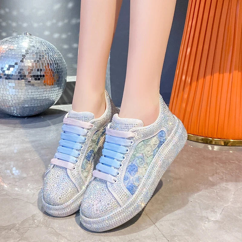 UXST Women's Rhinestone Platform Sneakers – Pink Bling
