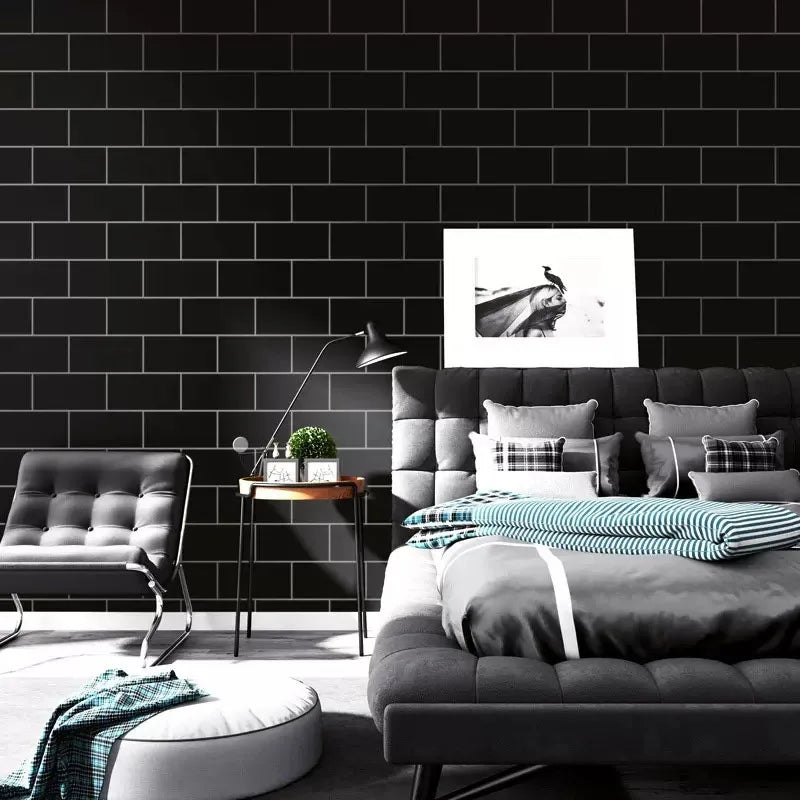 Black Brick Peel & Stick Wallpaper – Waterproof Self-Adhesive 40cm