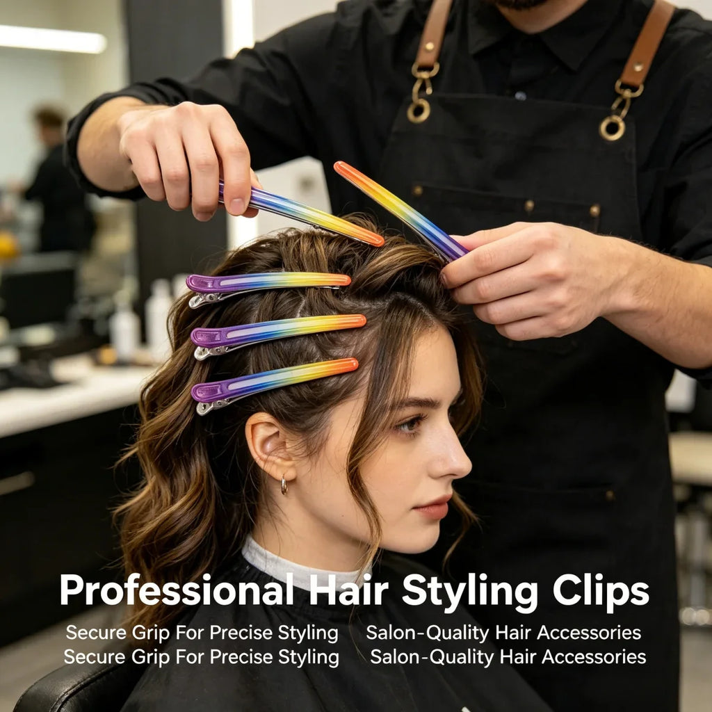 Rainbow Hair Sectioning Clips – Pro Styling Clamps (4–12 Pcs)