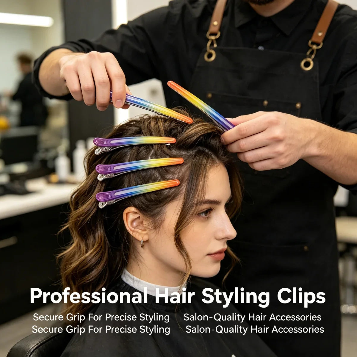 Rainbow Hair Sectioning Clips – Pro Styling Clamps (4–12 Pcs)