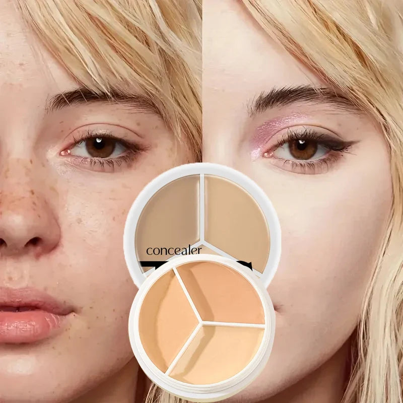 3-Color Concealer Palette – Waterproof Matte Full Coverage