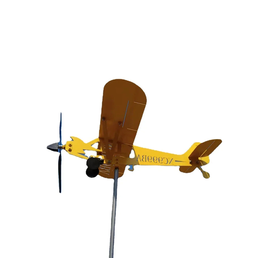 3D Airplane Wind Spinner Metal Weather Vane Garden Ornament