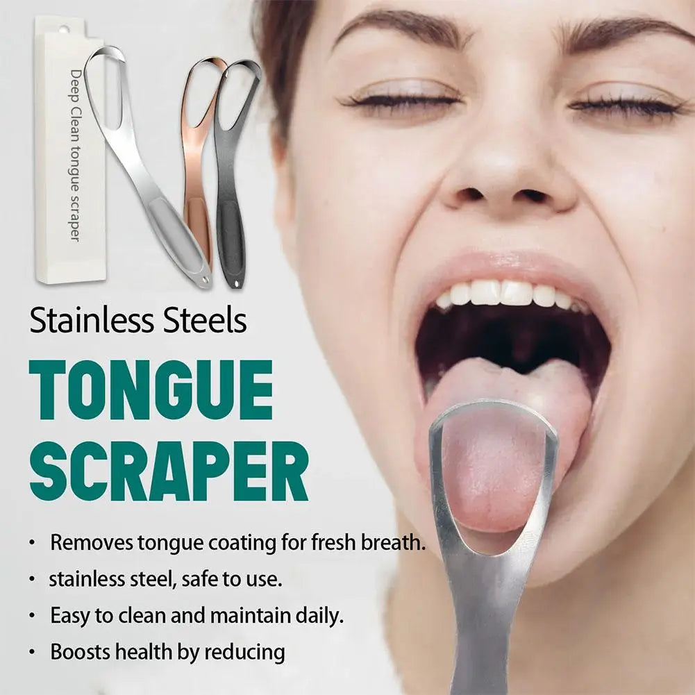 Stainless Steel Fan-Shaped Tongue Scraper for Fresh Breath