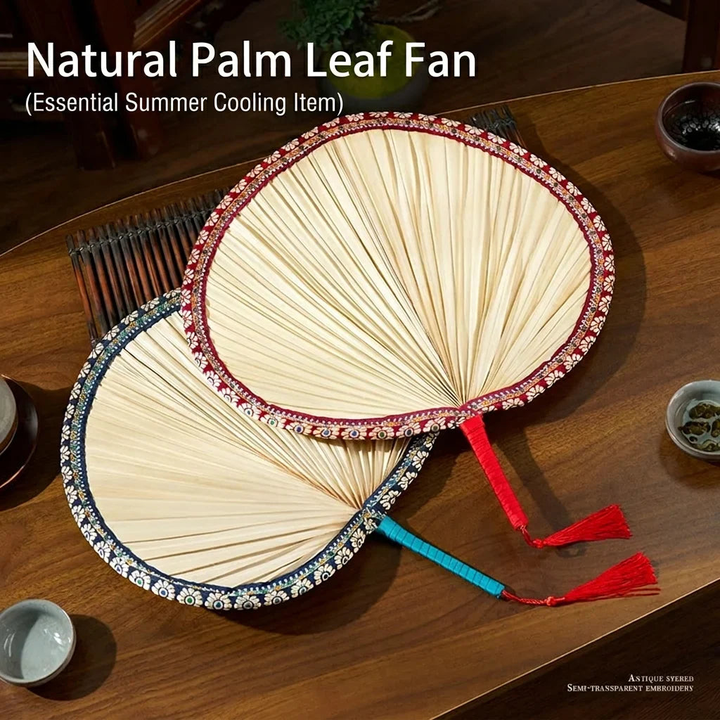 Handheld Cooling Fan Solid Traditional Hand Palm Leaf Soft Fire