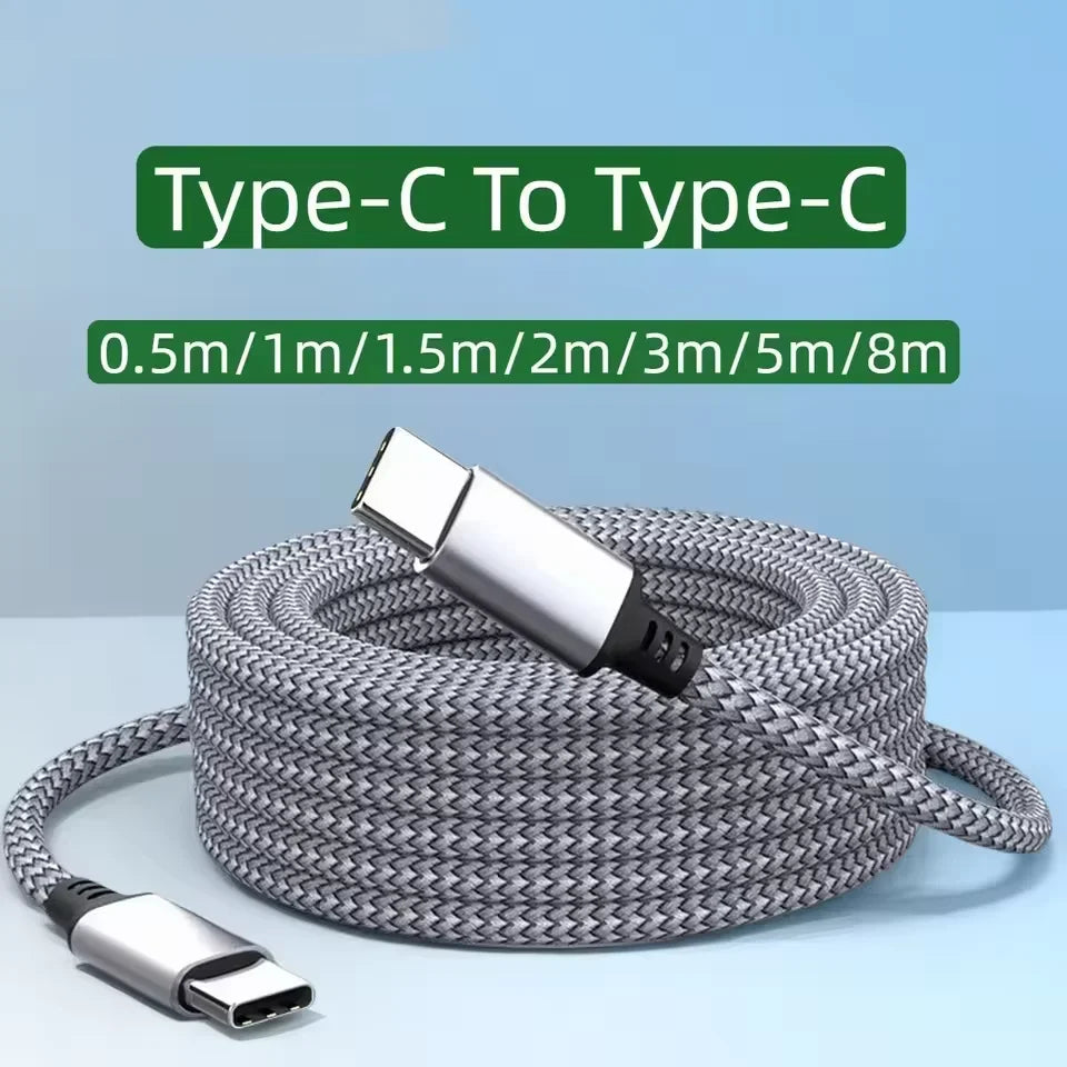 60W USB-C to USB-C Fast Charging Cable | Nylon Braided 1M–8M