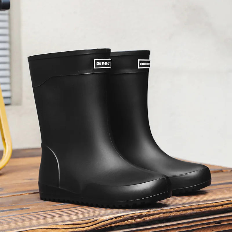 Men's Waterproof Mid-Calf Rain Boots | Non-Slip Rubber Outdoor