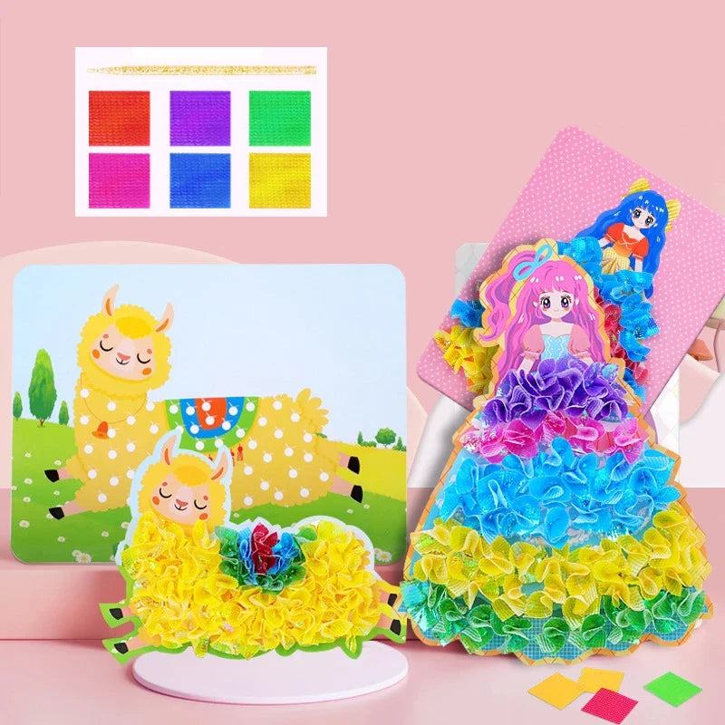 Funny Poke Puncture Painting Fabric Art Frenzy Kids Girls Cartoon