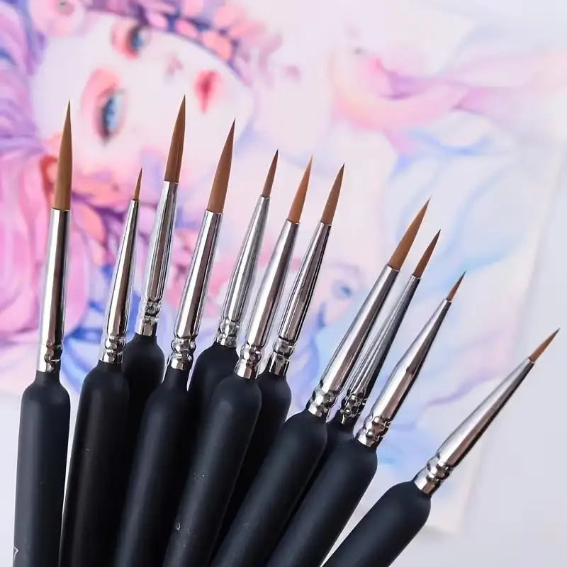 11 Micro Detail Paint Brushes – Acrylic, Oil, Watercolor & Nail