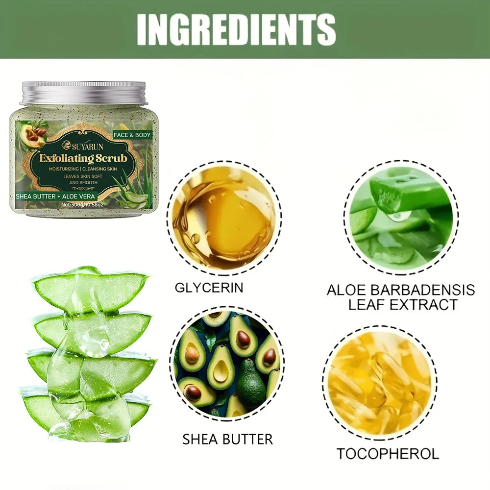 SUYARUN Shea Butter & Aloe Vera Exfoliating Face & Body Scrub