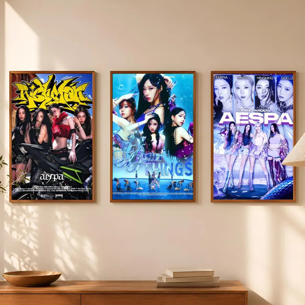 aespa HD Self-Stick Music Poster – Waterproof K-Pop Wall Art
