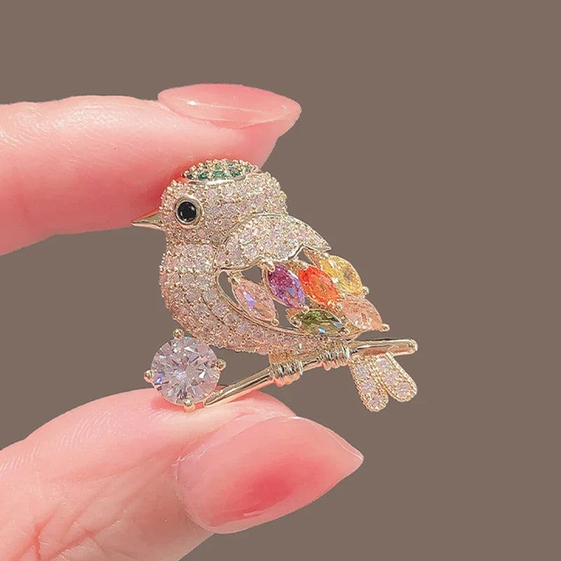 Crystal Rhinestone Bird Brooch Pin – Animal Badge for Women