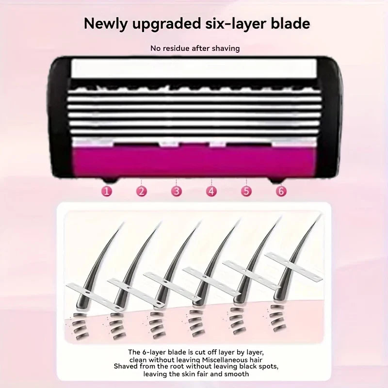 6-Blade Women's Manual Razor | Full Body Hair Removal