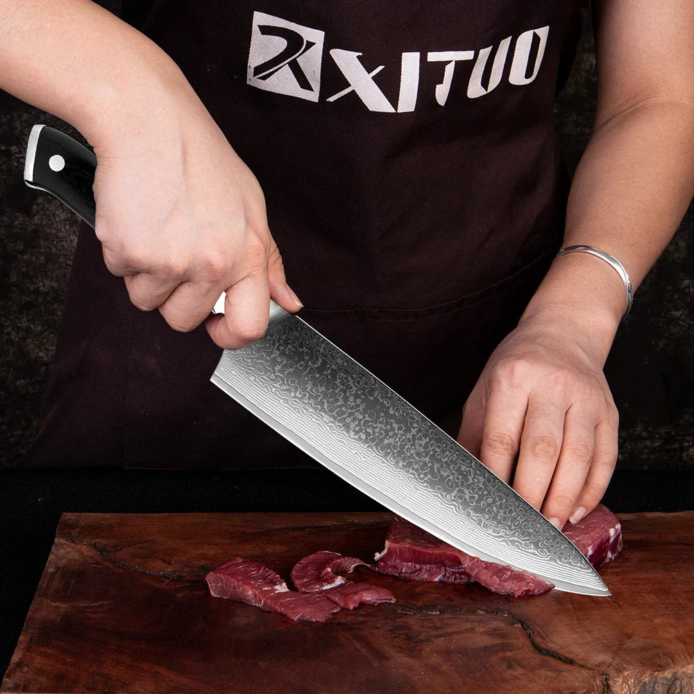 Damascus Steel Chef Knife Set 1–9 PCS | G10 Handle