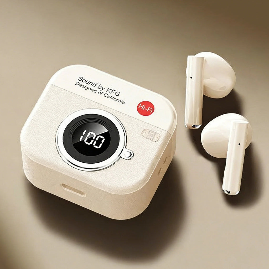 Q86 TWS Bluetooth Earbuds – Retro Camera Style Wireless
