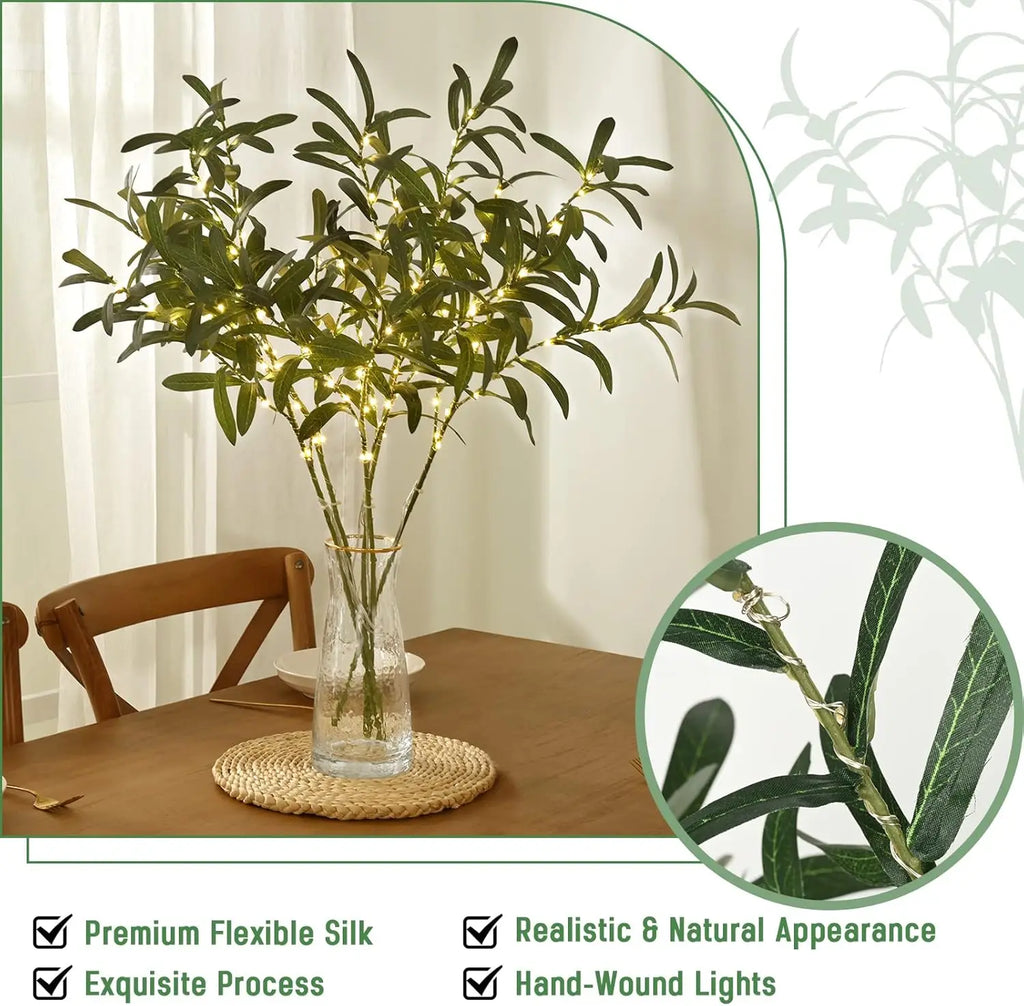 Lighted Artificial Olive Branches for Vases & Centerpieces