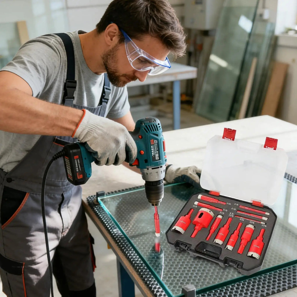 12-Piece Tile Hole Saw Kit | Ceramic, Porcelain, Granite & Glass